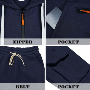 Conjunto Deportivo de Secado Rápido para Hombre Adulto, Sudadera con Capucha de Color Sólido con Bolsillo, Pantalones Deportivos para Correr y Trotar - Product Image 3