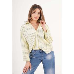 Blusa informal amarilla con abertura trasera a rayas para mujer LUSTRIN para uso diario y de oficina: ajuste cómodo, estilo versátil - Product Image 3