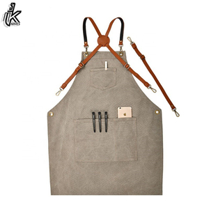 New Fashion Men's <strong>Work</strong> <strong>Apron</strong> <strong>Custom</strong> <strong>Printed</strong> Cotton and Polyester Canvas with Leather Straps High Quality Chef's <strong>Apron</strong> - Product Image 4