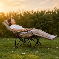 Chaise de camping inclinable avec repose-pieds rembourré en tissu Oxford, acier inoxydable, installation rapide, chaise pliante portable pour barbecue, festival, piscine