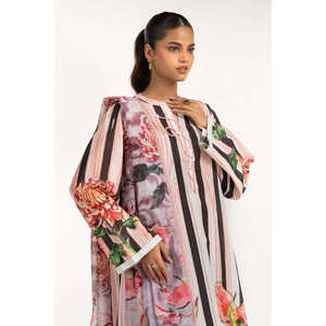 Conjunto de 2 Piezas para Mujer, Color Rosa, Estilo Casual, Chifón Estampado, Talla XS, por Encima de la Rodilla, para Primavera/Verano, para Usar en Casa - Product Image 4