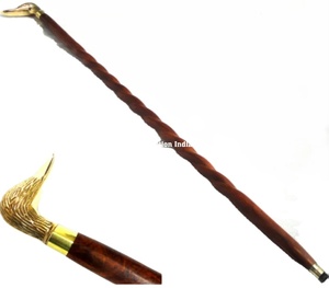 Bâton de marche en bois sculpté personnes âgées/haute qualité pliant démonter canne en bois bâtons de marche laiton pratique poignée lisse - Product Image 1