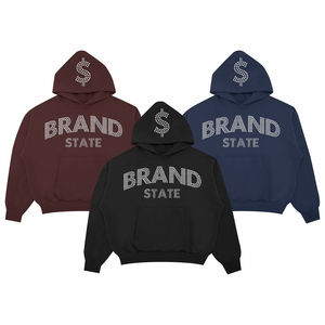 Streetwear Rhinestone Hoodie Sweat à capuche zippé pour homme Pull à col haut avec fermeture éclair - Product Image 1