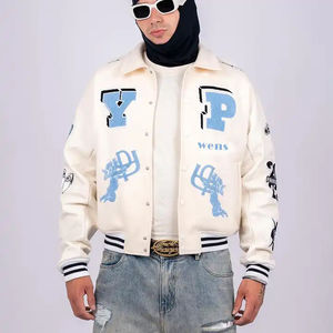 Blouson de baseball en cuir de moto avec logo brodé chenille vintage personnalisé bombardier d'hiver en cuir pour l'extérieur veste universitaire Lettermen - Product Image 6