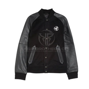 เสื้อแจ็กเก็ตทีมมหาวิทยาลัยแขนหนังของผู้ชายเสื้อแจ็คเก็ตบอมเบอร์แนวสปอร์ตย้อนยุคสำหรับลุคลำลองแนวสตรีท - Product Image 6