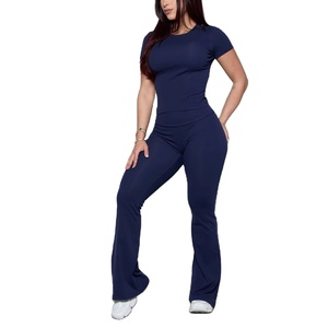 Achetez des ensembles de yoga pour femmes de bonne qualité, ensembles de yoga de couleur unie, vente en gros d'ensembles de sport pour femmes, logo personnalisé, ensemble de yoga 2 pièces - Product Image 1
