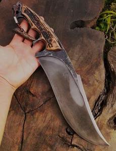 Couteau Bowie traditionnel en acier carbone fait main Deer Stag, conception de poignée solide pour la chasse et le camping - Product Image 5