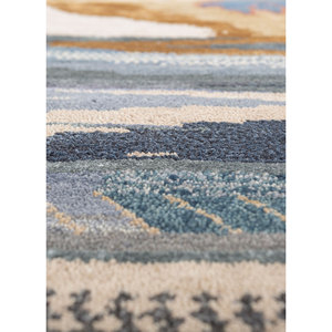 Alfombra Manchaha Azul de Lana y Seda de Bambú Anudada a Mano, 10 mm, Rectangular, para Pasillo, Modelo Les-2455, Abstracta, Hecha a Mano - Product Image 3