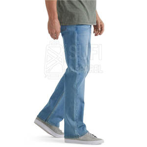 Jeans pour homme en coton 100% respirant, coupe droite, taille mi-haute, braguette à boutons, coupe slim tendance, streetwear décontracté, voyage, week-end, usage quotidien - Product Image 2