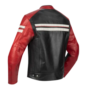 Fashion Biker Black & Red Genuine Leather Racing Motorbike Jacket Track Racers CE Armours Protection Motorcycle Jacket For Men - Product Image 2