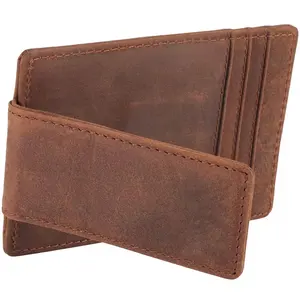 Portefeuille en cuir véritable pour homme, porte-cartes fin, pour carte d'identité et carte de crédit - Product Image 1