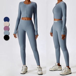 Yoga Active Jacket and <b>Leggings</b> Tracksuit Womens 2 Piece Set Stretch Workout Fitness Gym Activewear Outfit - Product Image 3