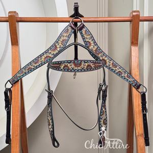 Western Headstall & Breast Collar Set Premium Cuero de vaca Ligero Top Trending Custom Beaded Designs Seasonal Horse Tack - Product Image 1