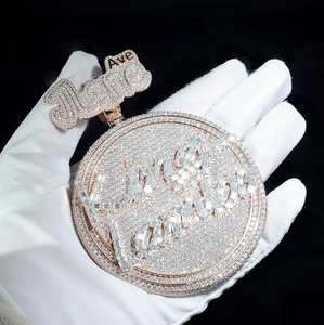 Colgante Redondo de Lujo Christian Iced Out Jane Ave con Diamantes de Moissanita, Plata de Ley, Oro Rosa, Medallón Personalizado Estilo Hip Hop - Product Image 2