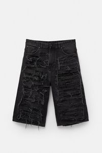 Shorts en jean décontractés pour homme 2026, taille haute, coupe large, délavage foncé, style été, en coton - Product Image 4