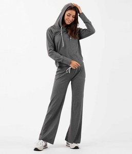 Conjunto Deportivo de Invierno 2025 para Mujer, Sudadera con Capucha y Logotipo Personalizado, Pantalones Deportivos Anchos con Estampado Sólido, 320 GSM, de Alta Calidad - Product Image 1