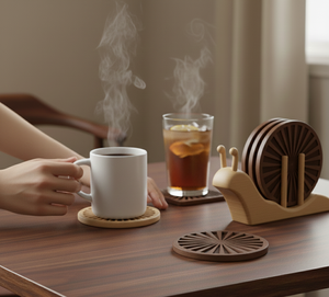 Sous-verres carrés en bois écologiques classiques de qualité supérieure, fabriqués à la main par les meilleurs artisans, pour le thé, le café et les boissons froides, à prix bas - Product Image 2