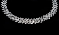 Chaîne cubaine 10 mm sertie de moissanite avec sertissage griffe, bijoux de corps de luxe plaqué argent pour homme, style hip-hop, KRISHNAM JEWELS