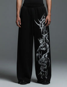 Pantalon ample pour homme avec logo personnalisé en usine, lavage à l'acide vintage, pantalon baggy brodé, pantalon baggy délavé - Product Image 3