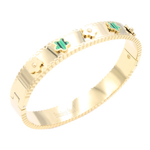 สร้อยข้อมือสแตนเลสโคลเวอร์สีดำชุบทองกำไลข้อมือแฟชั่น - Product Image 2