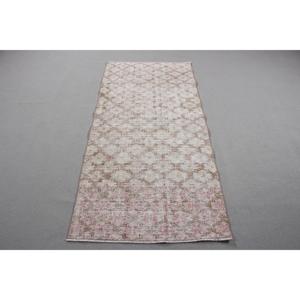 พรมลายดอกไม้สีขาวชมพูสไตล์วินเทจแบบตุรกี ขนาด 3x6.4 ฟุต - Product Image 1