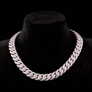 Iced Out 15 MM VVS Moissanite Diamond Miami Cuban Link Chain 925 <b>Sterling</b> <b>Silver</b> Wedding Gift for <b>Men</b> Rhodium Plated for Parties - Product Image 5