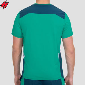 Vêtements de sport personnalisés pour hommes Combinaison de sport à manches courtes en polyester spandex respirant avec poche zippée Ensemble de 2 pièces - Product Image 3