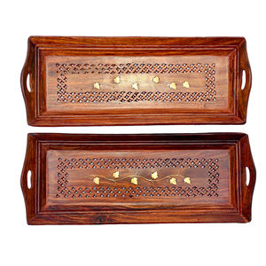 Bois Gaufrage Et Conception Restaurants Décoration Plateau En Bois Avec Poignées Ustensiles De Cuisine Vaisselle Table Barware Serveur Plateau - Product Image 2