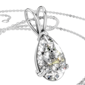 Collar con Colgante de Moissanita de Corte Pera de 2 Quilates en Oro Blanco Sólido de 14K para Mujer, con Cadena de Eslabones, para Fiestas y Regalos - Product Image 4