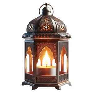 Portavelas de Latón con Acabado Dorado, Farol Colgante Decorativo para el Hogar, Construcción de Metal para Eid y Ramadán - Product Image 6