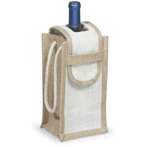 Ensemble de 2 sacs en jute de taille moyenne, faits à la main, au design uni, parfaits pour les bouteilles, sacs fourre-tout en toile naturelle de première qualité - Product Image 3