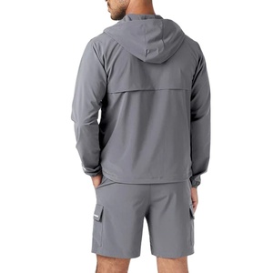 Traje cortavientos de invierno personalizado, conjunto corto de dos piezas, chándal con capucha para hombre, pantalones para correr, transpirables, de secado rápido, ligeros, 2026 - Product Image 3