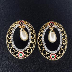 Meilleures ventes Vintage femmes boucles d'oreilles en or chaînes Los Angeles mode perles alliage cadeaux Zircon pour la Californie Floride en gros - Product Image 2