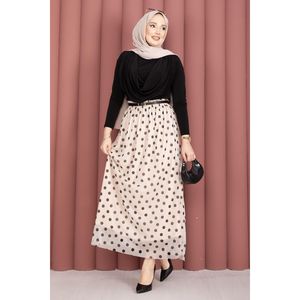Breathable for Cream Polka Dot Chiffon Tulle Summer <b>Skirt</b> <b>Elastic</b> Waist Featuring Digital Print Leopard Pattern Ruffles Sweet - Product Image 3