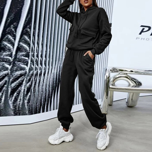 Wholesale Custom 100% Cotton Fleece <b>Plus</b> <b>Size</b> Winter Tracksuit Breathable Streetwear Jogger Hoodies Sweatpants Unisex Adults - Product Image 2