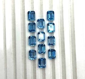 Lote de piedras preciosas sueltas de corte octogonal de Topacio Azul suizo natural, piedras de Topacio Azul suizo de 6-8 MM para la fabricación de joyas - Product Image 2