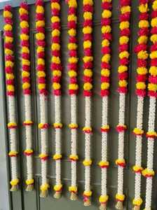 พวงมาลัยดอกดาวเรืองโมกราประดิษฐ์ดอกไม้สายคล้องดอกไม้อินเดียตกแต่งงานแต่งงานงานปาร์ตี้ไอเดียตกแต่งบ้านเทศกาล - Product Image 4