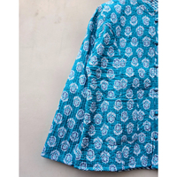 Buatan tangan Indian Vintage wanita jaket putih dan Teal bunga unik blok desain cetak pada kapas berlapis bernapas gaya