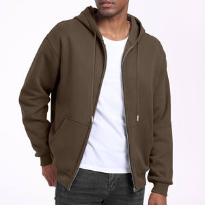 Sweats à capuche vierges pour homme Logo personnalisé impression haute qualité sweats unis basiques coton mélangé polaire épais fermeture éclair hommes sweats à capuche - Product Image 5