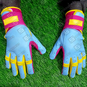 Manchette longue vente chaude gants en cuir de vachette véritable combinaison de couleurs uniques gants d'entraînement au bâton de baseball - Product Image 2