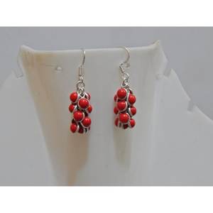 925 argent Sterling grappe de raisins boucles d'oreilles corail mode pierres précieuses Cabochon E0065-GS cadeau pour les filles et les femmes - Product Image 2