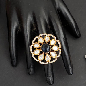 Traditional Kundan <b>Jewellery</b> High Gold Polish with Pearl & Stone DetailingFinger Rings - Product Image 1