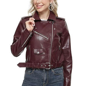 Chaqueta de cuero genuino para mujer con estilo de alta calidad Diseño ajustado Chaqueta de cuero para mujer al por mayor - Product Image 3