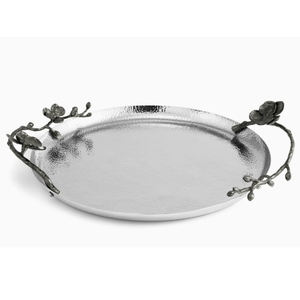 Papillon gingko couleur dorée métal forme ronde design décoratif décoration de la maison servant des fruits et plateau de nourriture - Product Image 5