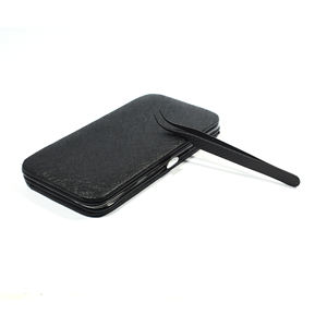 Caja de tarjeta de etiqueta privada, pinzas de extensión de pestañas con logotipo personalizado con mango de corte de diamante curvo fuerte, acabado negro de acero inoxidable - Product Image 6