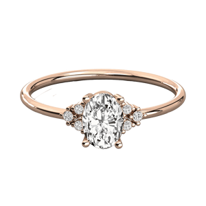 Bague de fiançailles pour femme au design unique avec diamants ronds et ovales - Product Image 1