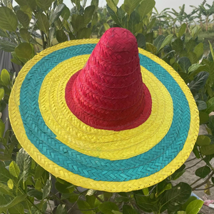 Manufacturer Traditional mexican straw <b>hat</b> with <b>pom</b> <b>pom</b> 60-62cm head circumference and vivid straw color <b>for</b> fiesta theme party - Product Image 1