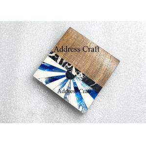 New Design <b>Non</b> <b>Slip</b> Wood Resin 4-Piece Eco-Friendly Durable Heat Resistant Coasters Drinks Tabletop <b>Kitchen</b> <b>Mats</b> Pads - Product Image 5