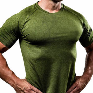 Camiseta de gimnasio de alta calidad para hombre 2023, ropa de fitness atlética activa personalizada, ropa de gimnasio de punto de algodón/bambú ajustada - Product Image 2