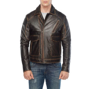 Top Fabricant 2025 Veste en cuir pour homme à prix abordable Veste en cuir pour homme à manches longues vierge personnalisée Entretien OEM - Product Image 1